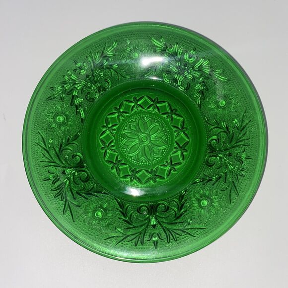 (7) Anchor Hocking green Sandwich pattern 4.5 ” saucers - Picture 1 of 12